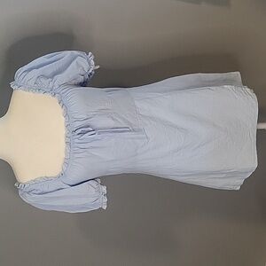 Shein Elastic Neck & Sleeve Eyelet Trim Hidden Zipper Cotton Mini Dress - Size M